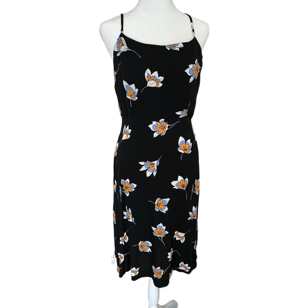 Forever 21 black floral midi dress size L